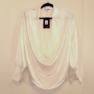 Fashion Nova Satin White Top - White